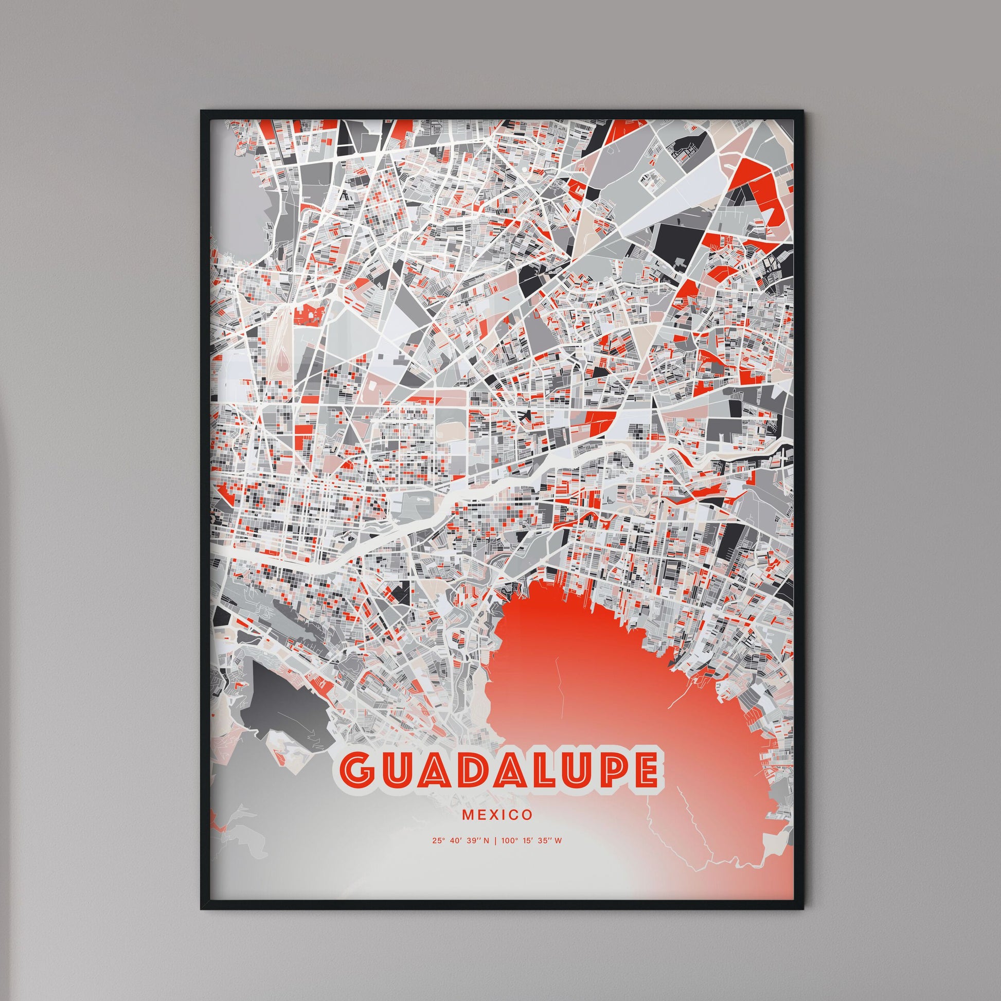 Colorful Guadalupe Mexico Fine Art Map Modern Expressive