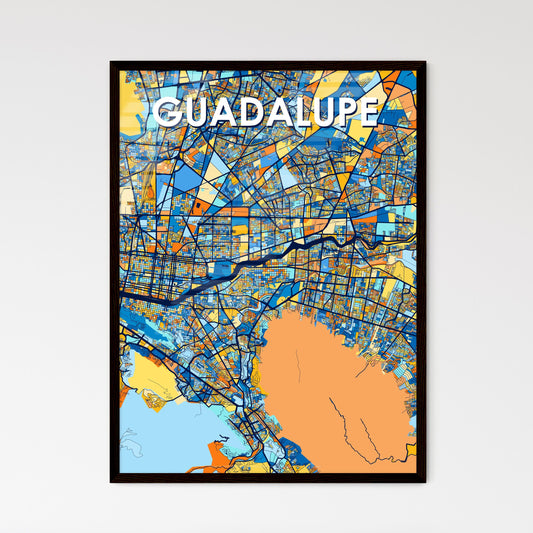 GUADALUPE MEXICO Vibrant Colorful Art Map Poster Blue Orange