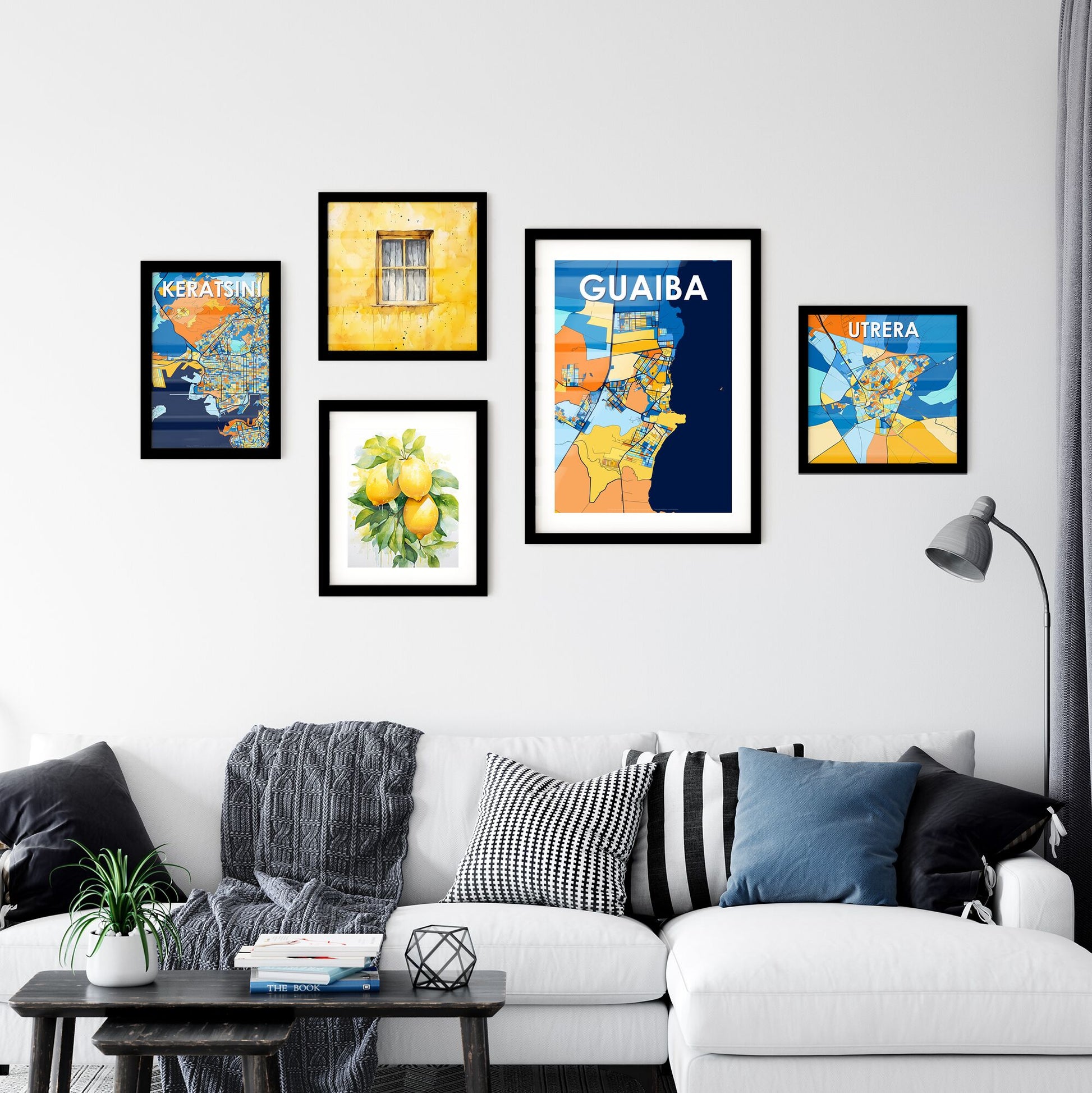 GUAIBA BRAZIL Vibrant Colorful Art Map Poster Blue Orange