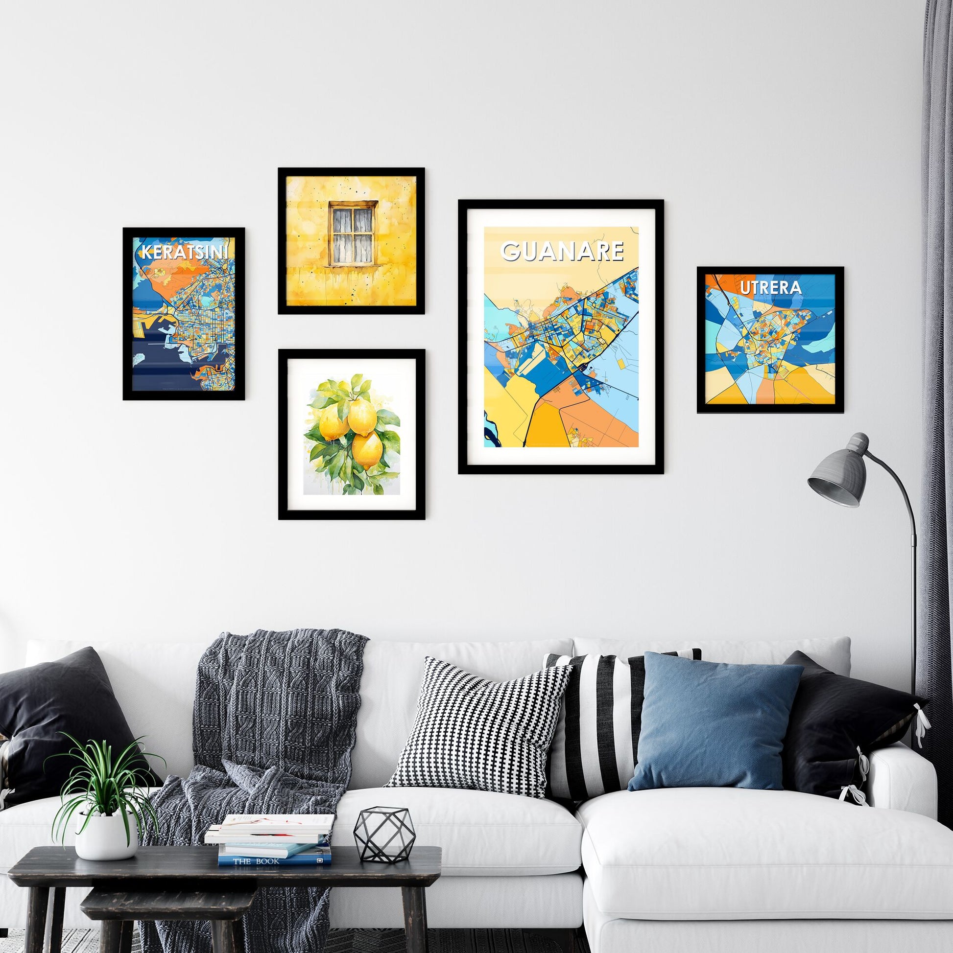 GUANARE VENEZUELA Vibrant Colorful Art Map Poster Blue Orange