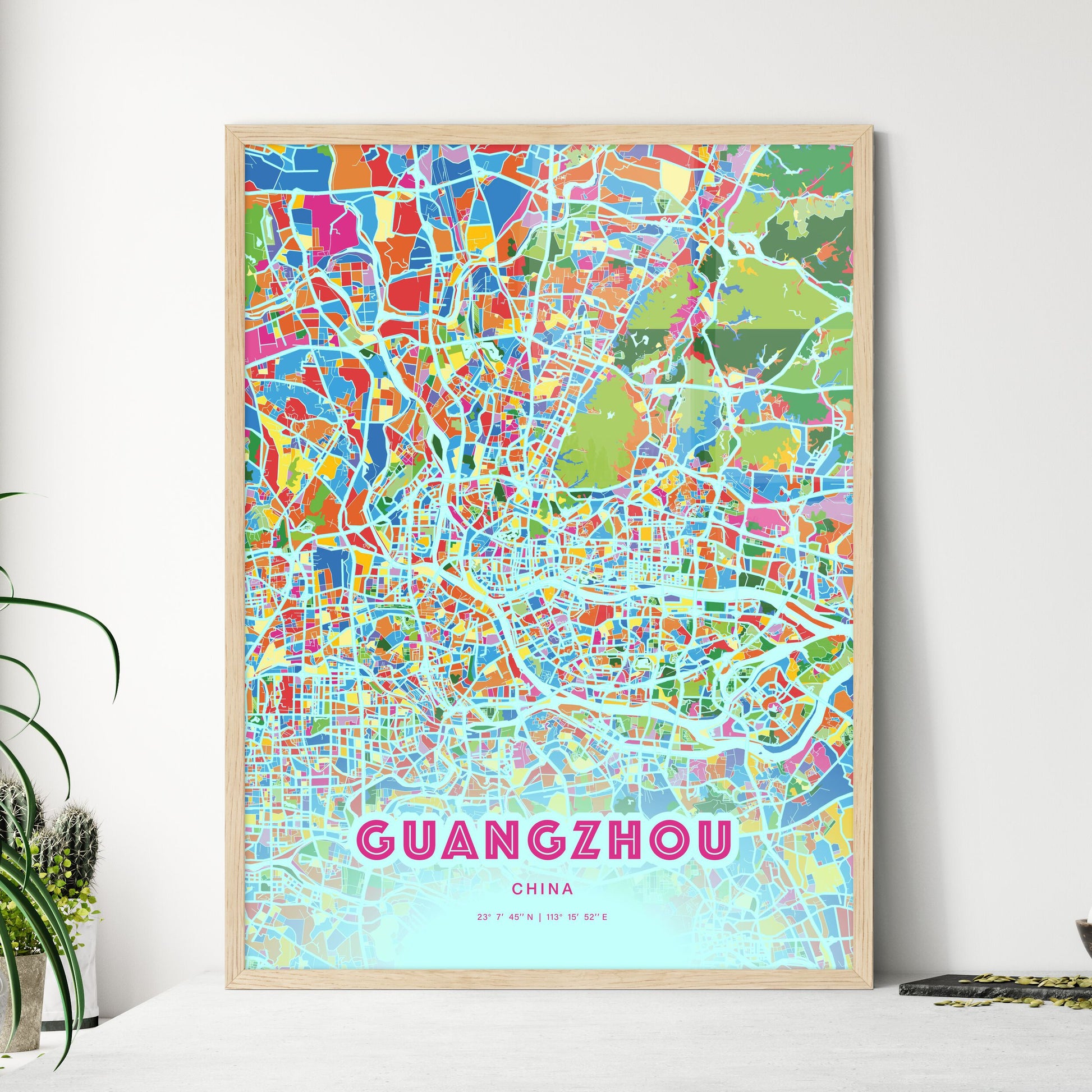 Colorful Guangzhou China Fine Art Map Crazy Colors