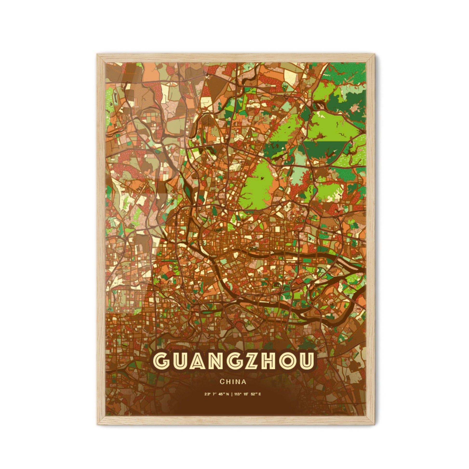 Colorful Guangzhou China Fine Art Map Farmhouse