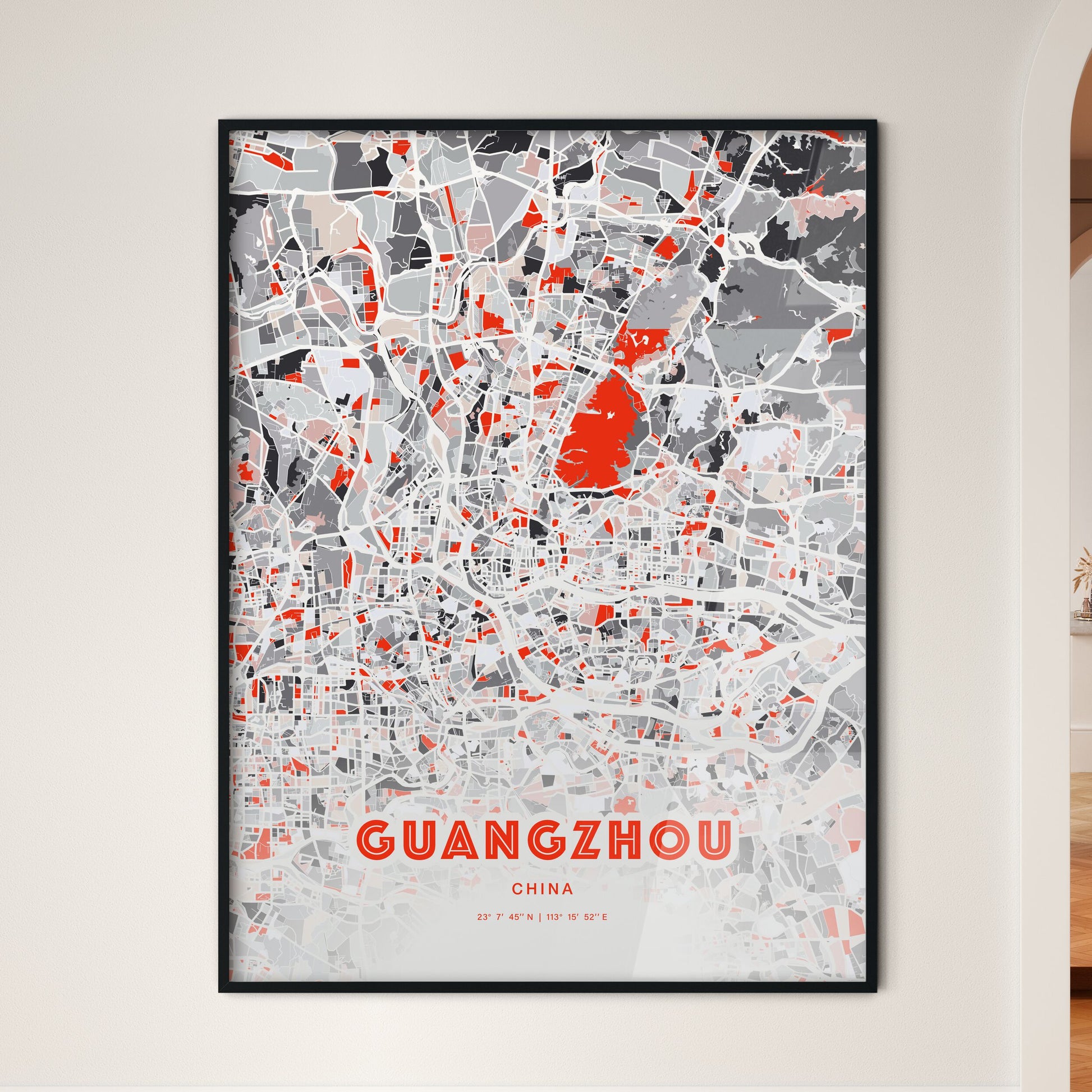 Colorful Guangzhou China Fine Art Map Modern Expressive