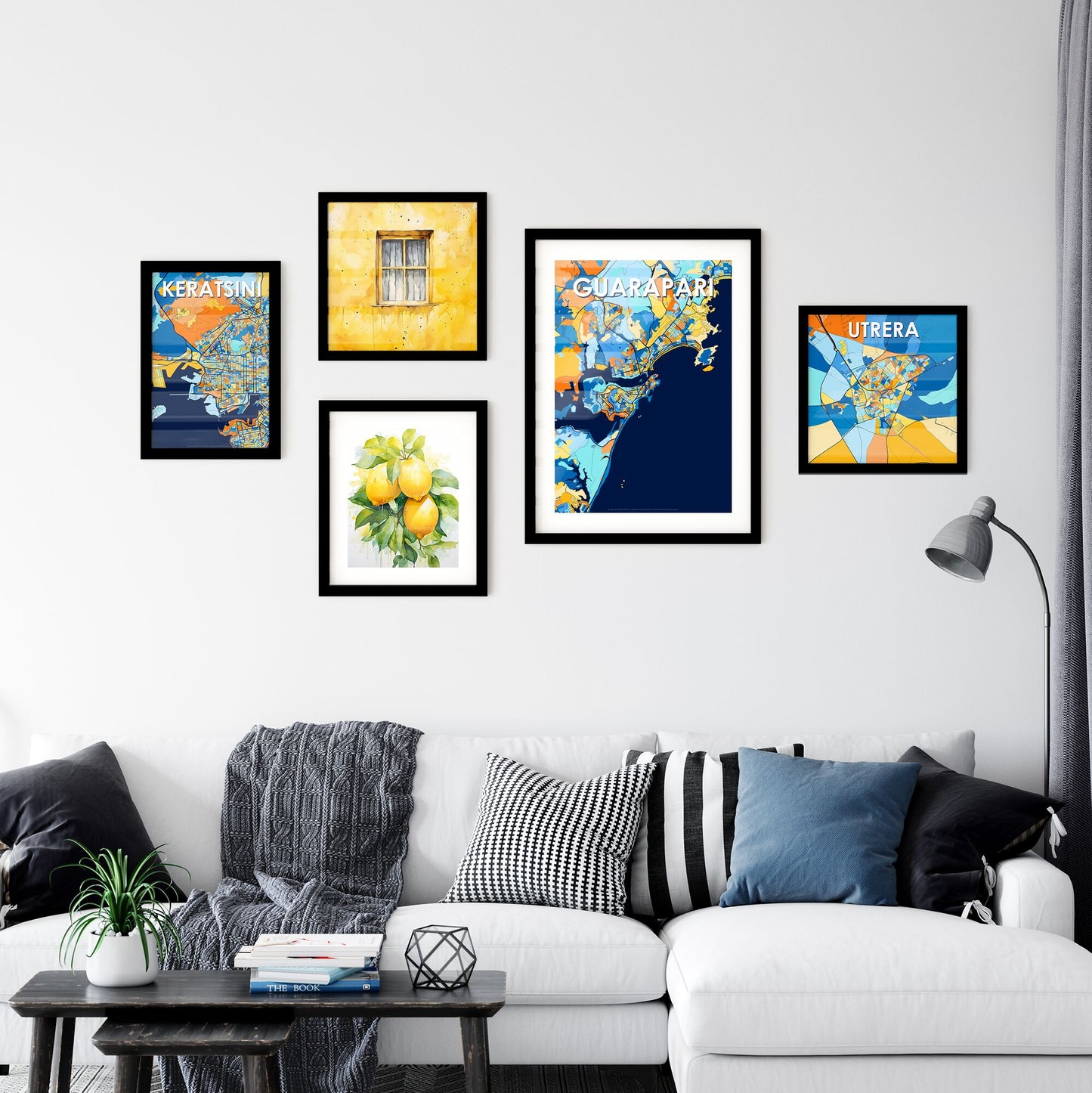 GUARAPARI BRAZIL Vibrant Colorful Art Map Poster Blue Orange