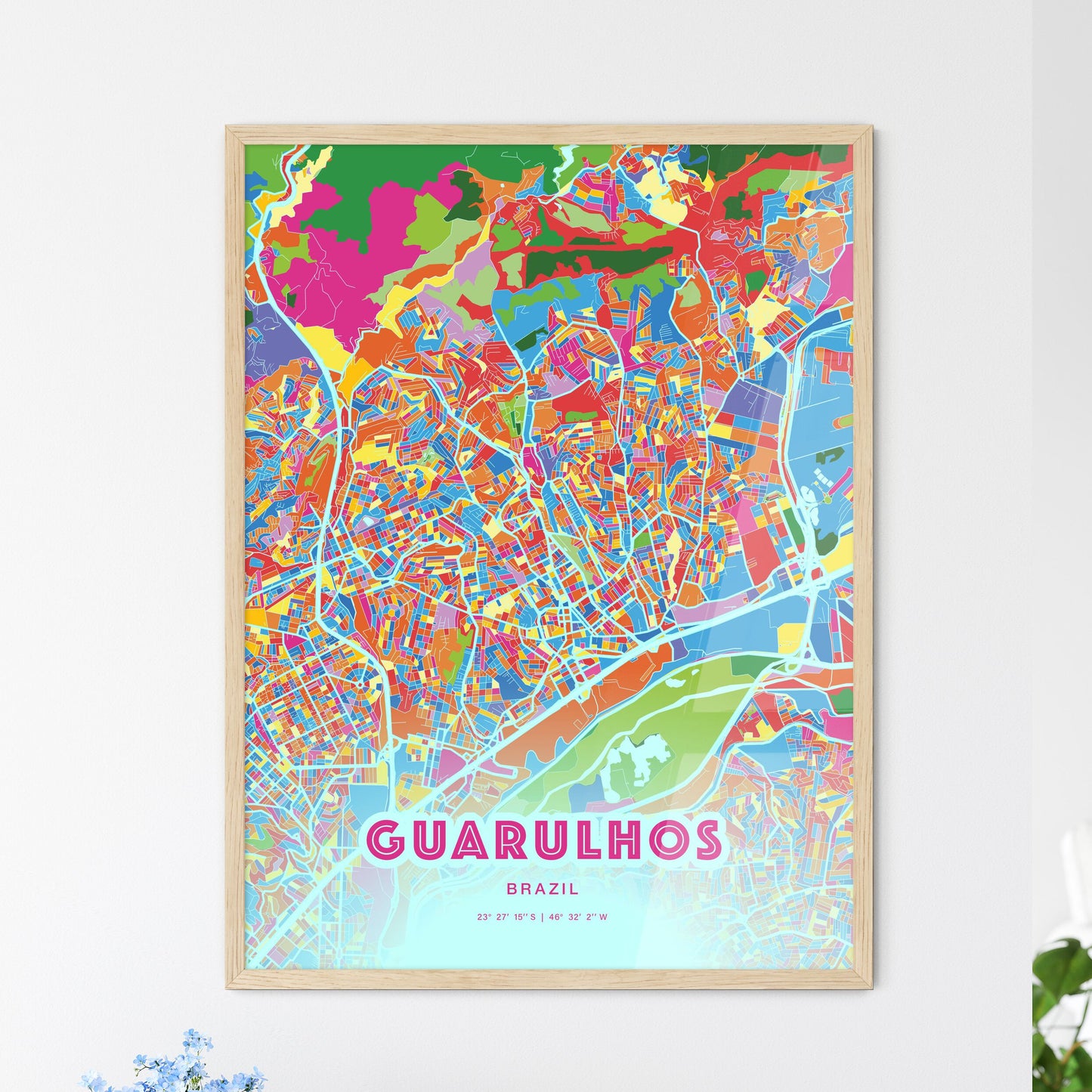 Colorful Guarulhos Brazil Fine Art Map Crazy Colors