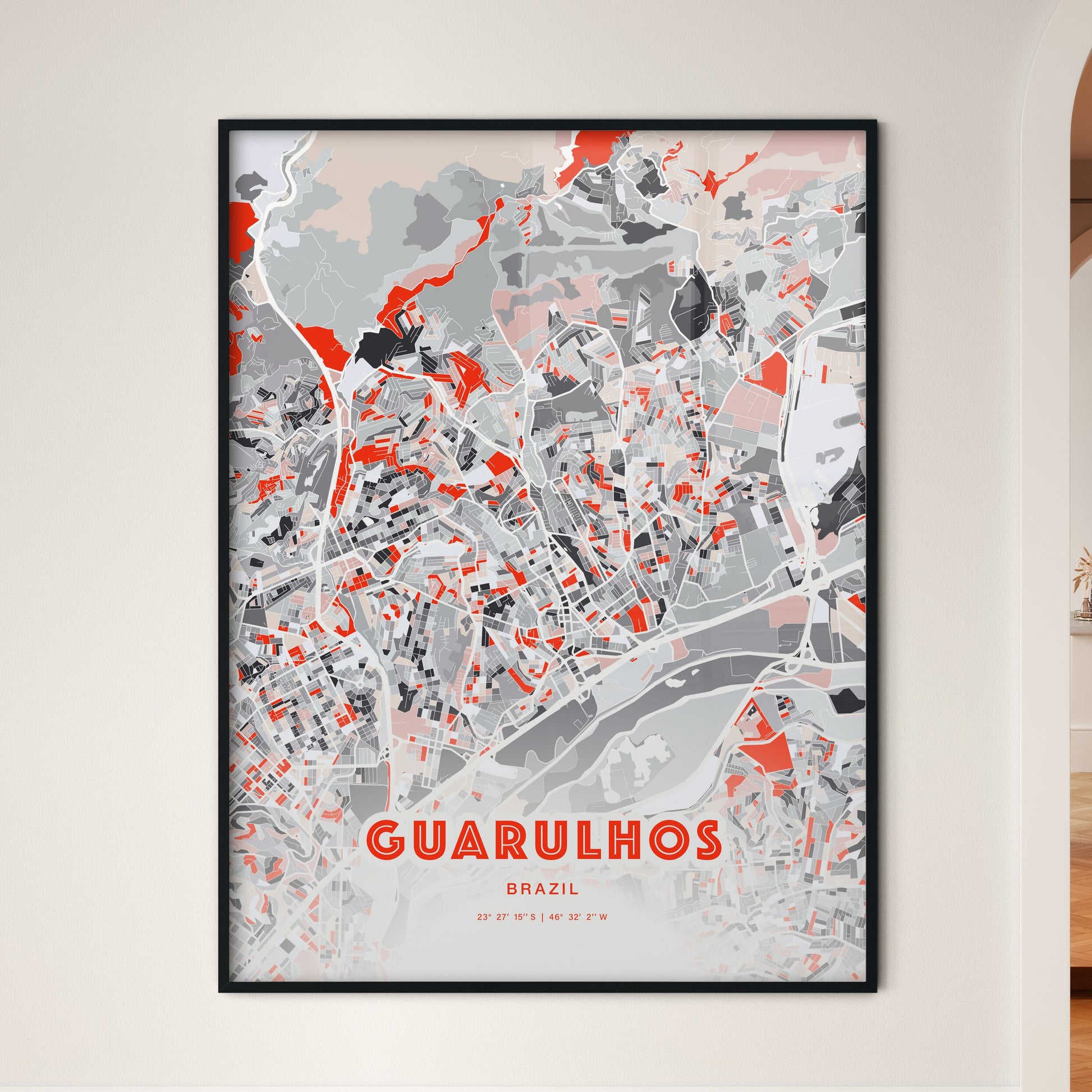Colorful Guarulhos Brazil Fine Art Map Modern Expressive