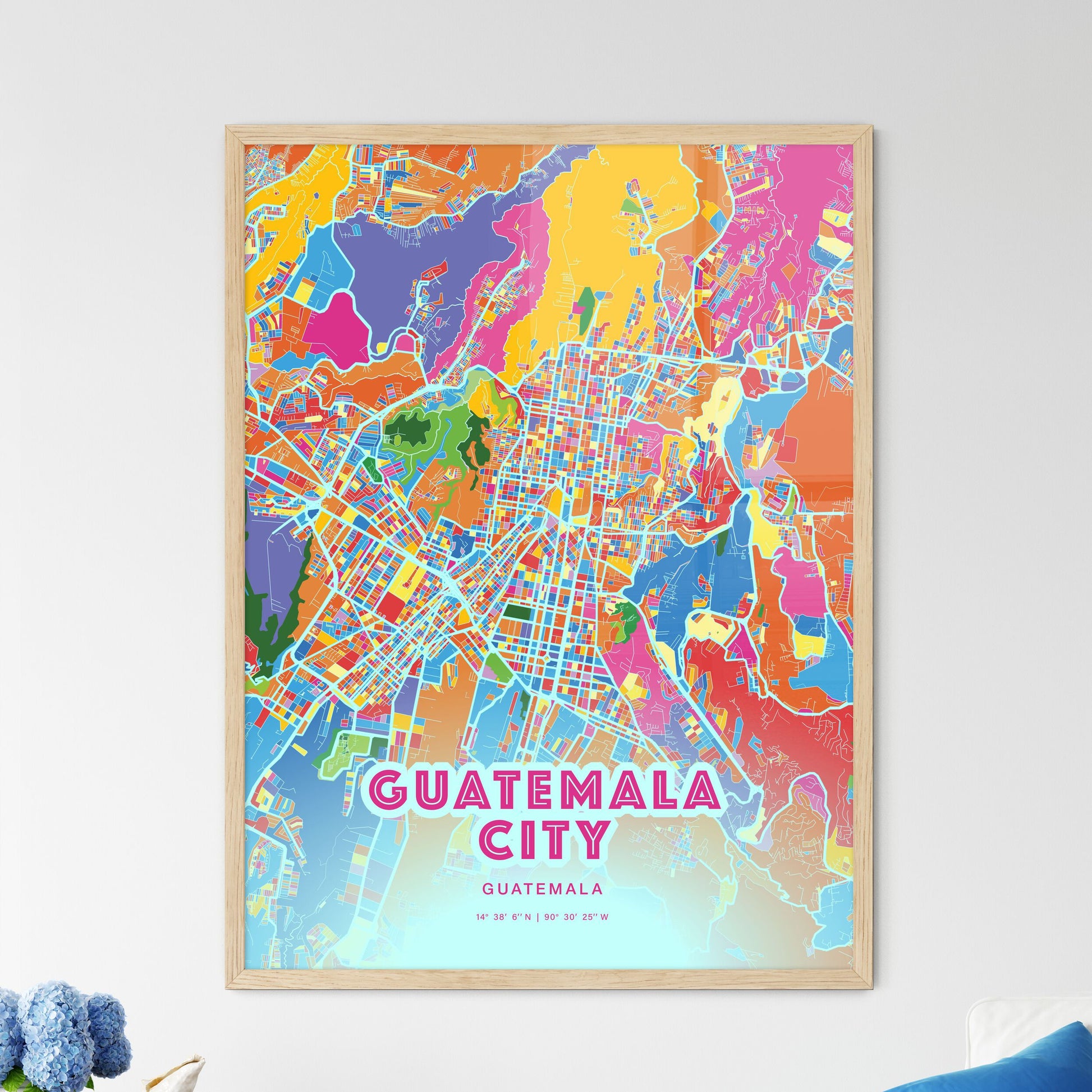 Colorful Guatemala City Guatemala Fine Art Map Crazy Colors