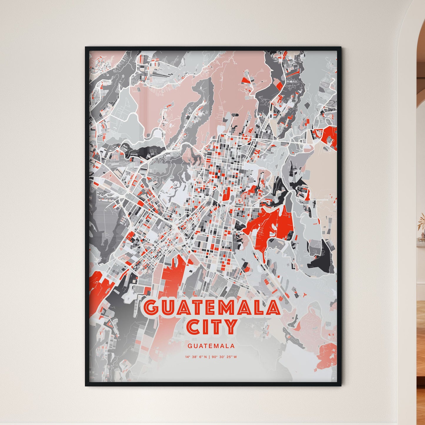 Colorful Guatemala City Guatemala Fine Art Map Modern Expressive