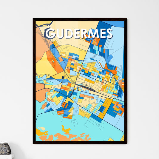 GUDERMES RUSSIA Vibrant Colorful Art Map Poster Blue Orange