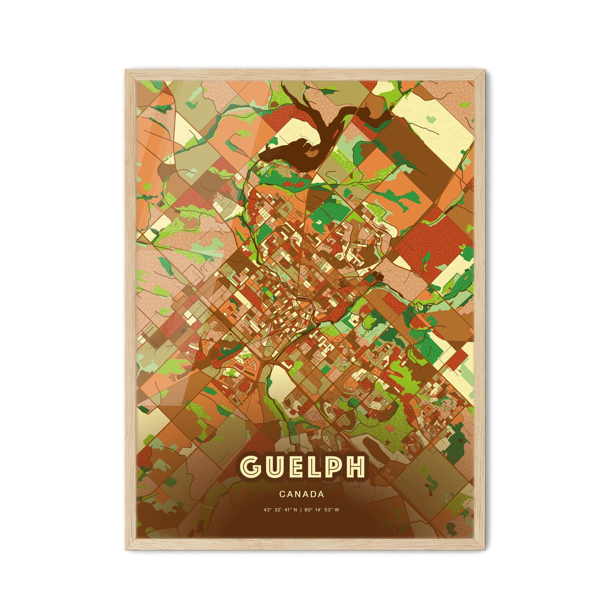 Colorful Guelph Canada Fine Art Map Farmhouse