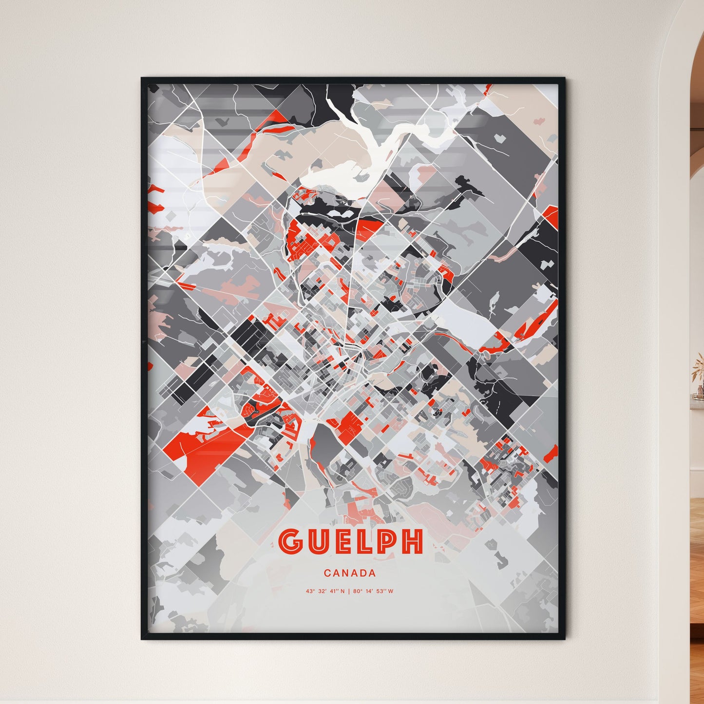 Colorful Guelph Canada Fine Art Map Modern Expressive