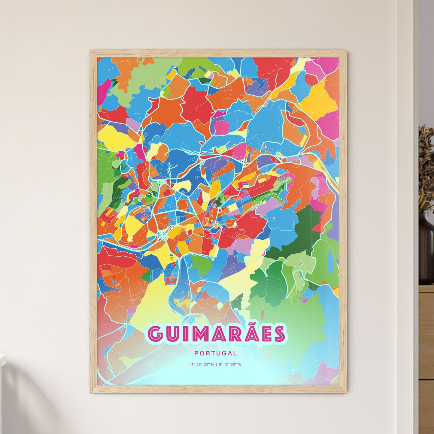 Colorful Guimarães Portugal Fine Art Map Crazy Colors