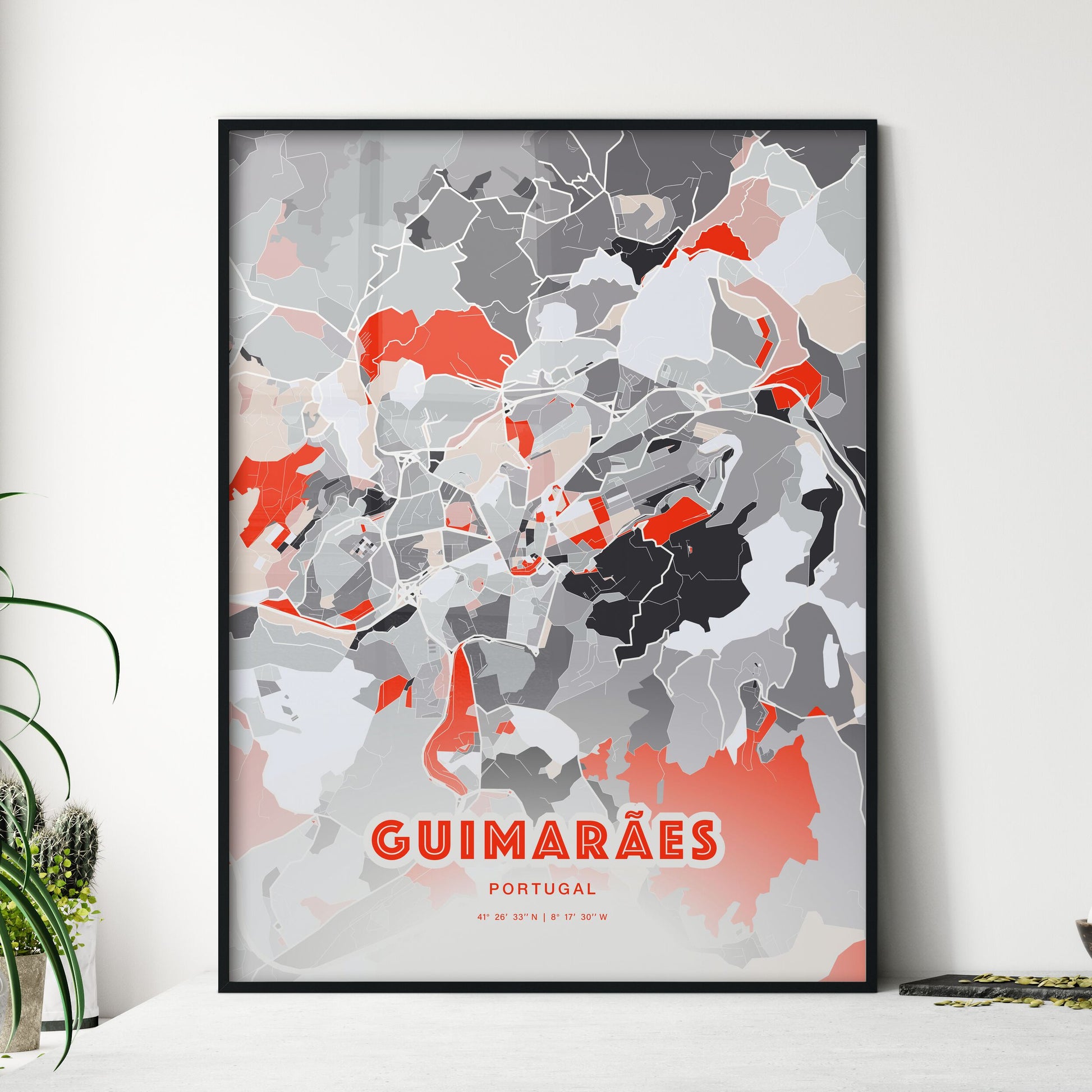 Colorful Guimarães Portugal Fine Art Map Modern Expressive