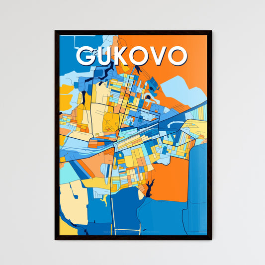 GUKOVO RUSSIA Vibrant Colorful Art Map Poster Blue Orange