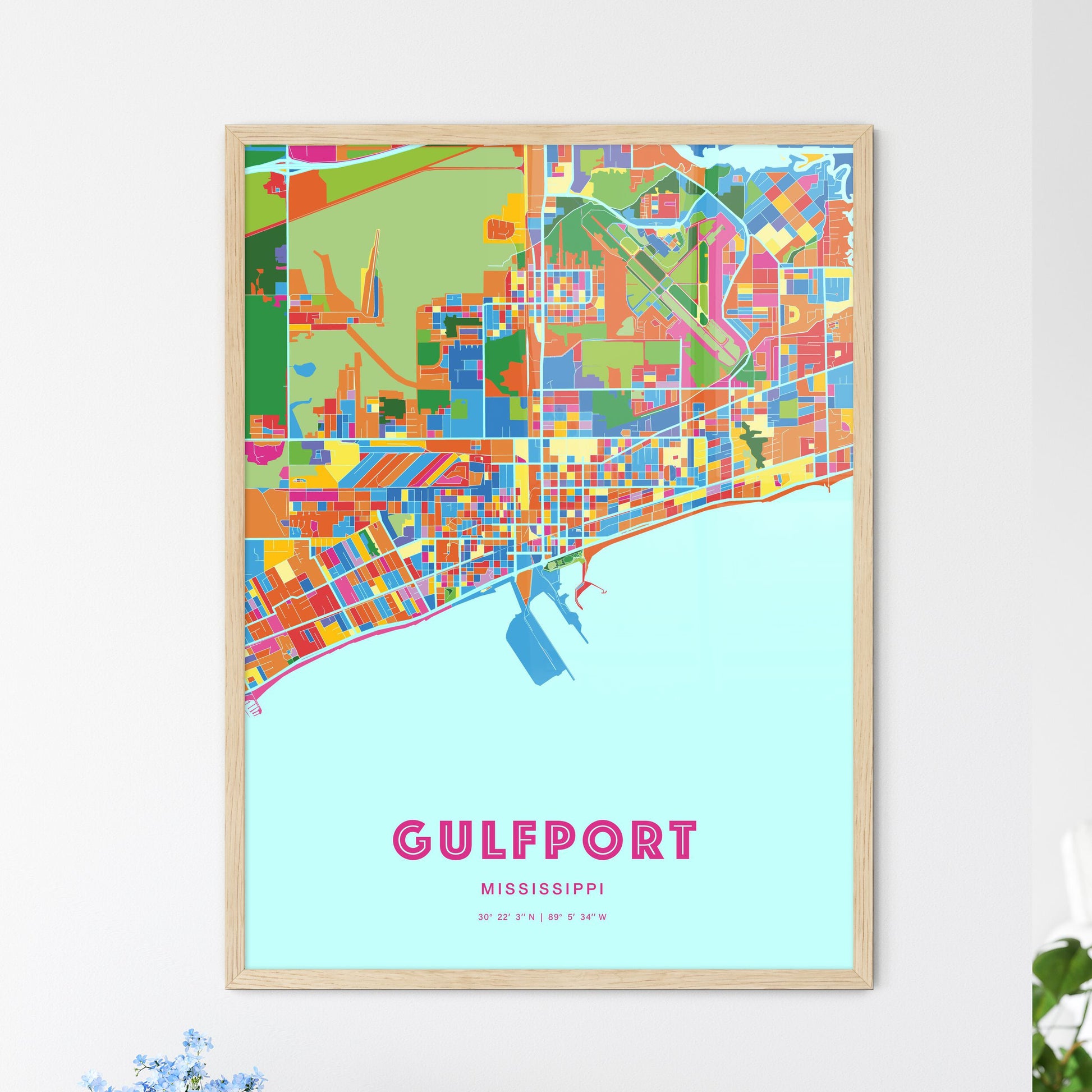 Colorful Gulfport Mississippi Fine Art Map Crazy Colors