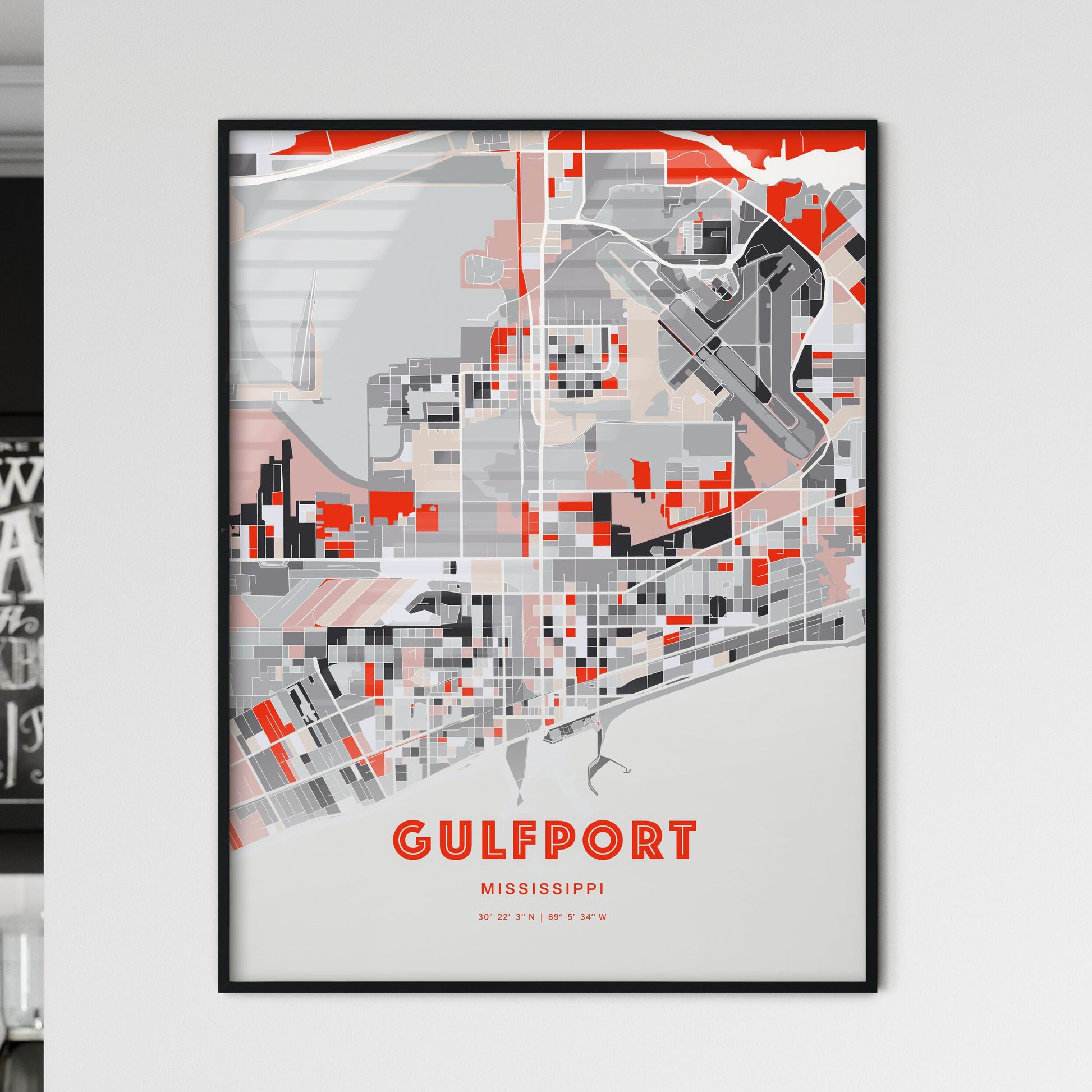 Colorful Gulfport Mississippi Fine Art Map Modern Expressive
