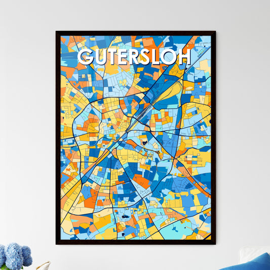 GUTERSLOH GERMANY Vibrant Colorful Art Map Poster Blue Orange