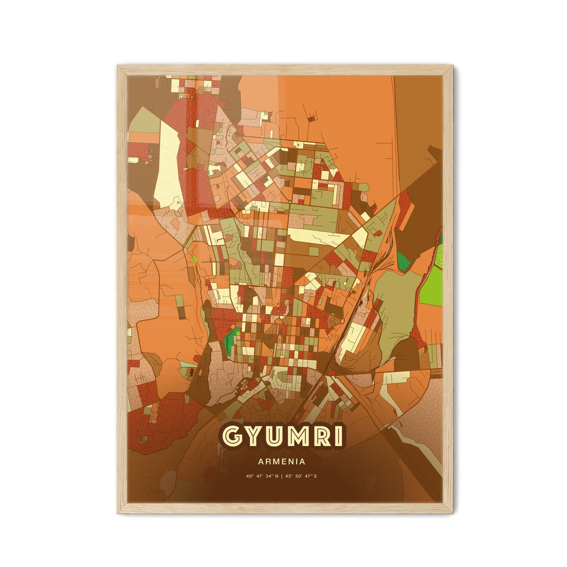 Colorful Gyumri Armenia Fine Art Map Farmhouse