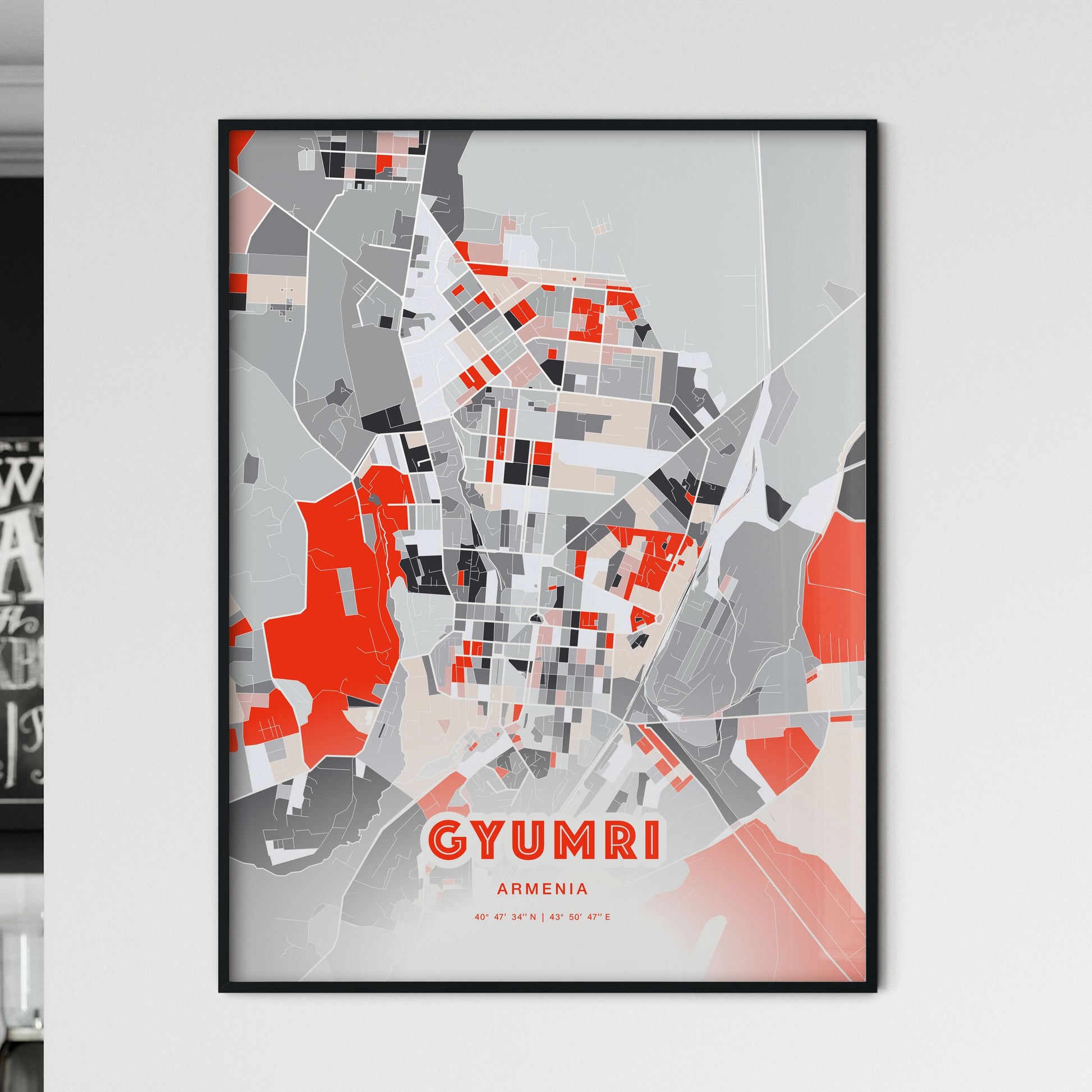 Colorful Gyumri Armenia Fine Art Map Modern Expressive