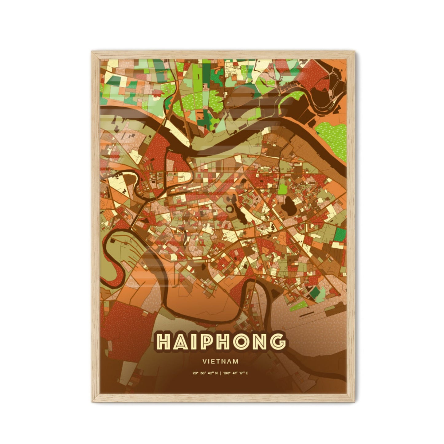 Colorful Haiphong Vietnam Fine Art Map Farmhouse