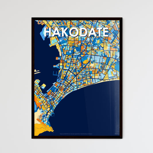 HAKODATE JAPAN Vibrant Colorful Art Map Poster Blue Orange