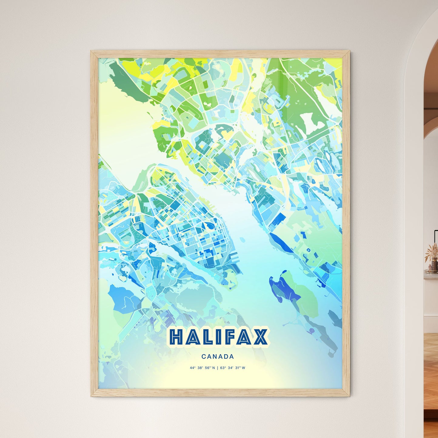 Colorful Halifax Canada Fine Art Map Cool Blue