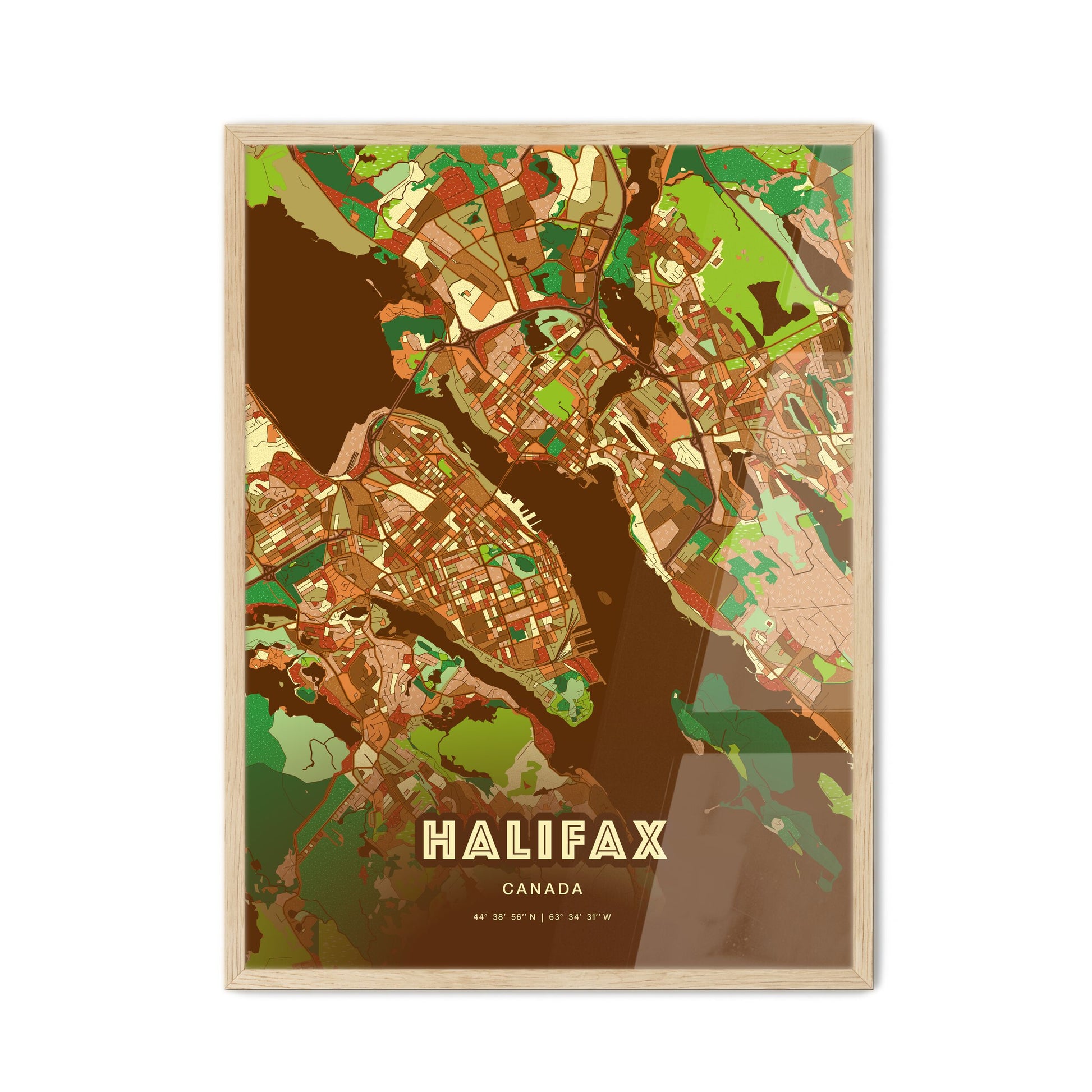 Colorful Halifax Canada Fine Art Map Farmhouse