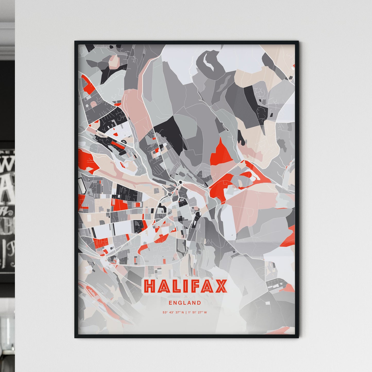 Colorful Halifax England Fine Art Map Modern Expressive