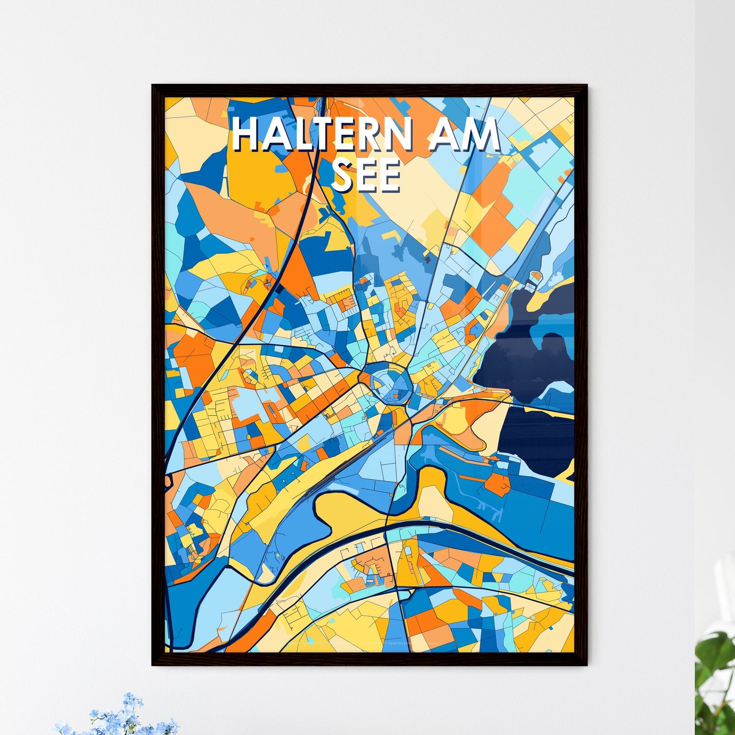 HALTERN AM SEE GERMANY Vibrant Colorful Art Map Poster Blue Orange