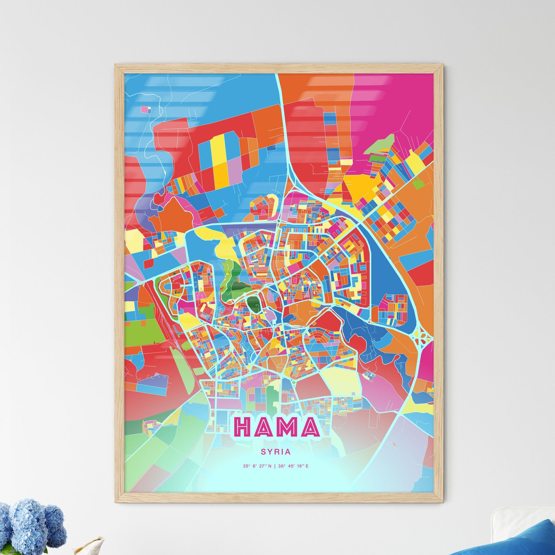 Colorful Hama Syria Fine Art Map Crazy Colors