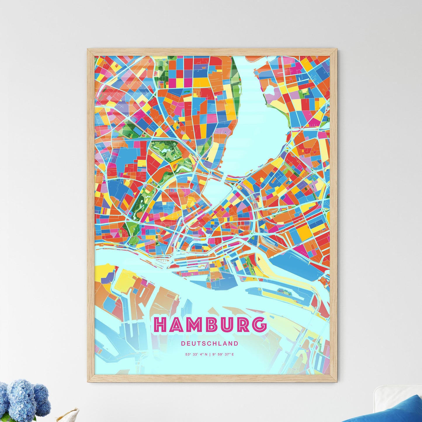 Colorful Hamburg Germany Fine Art Map Crazy Colors