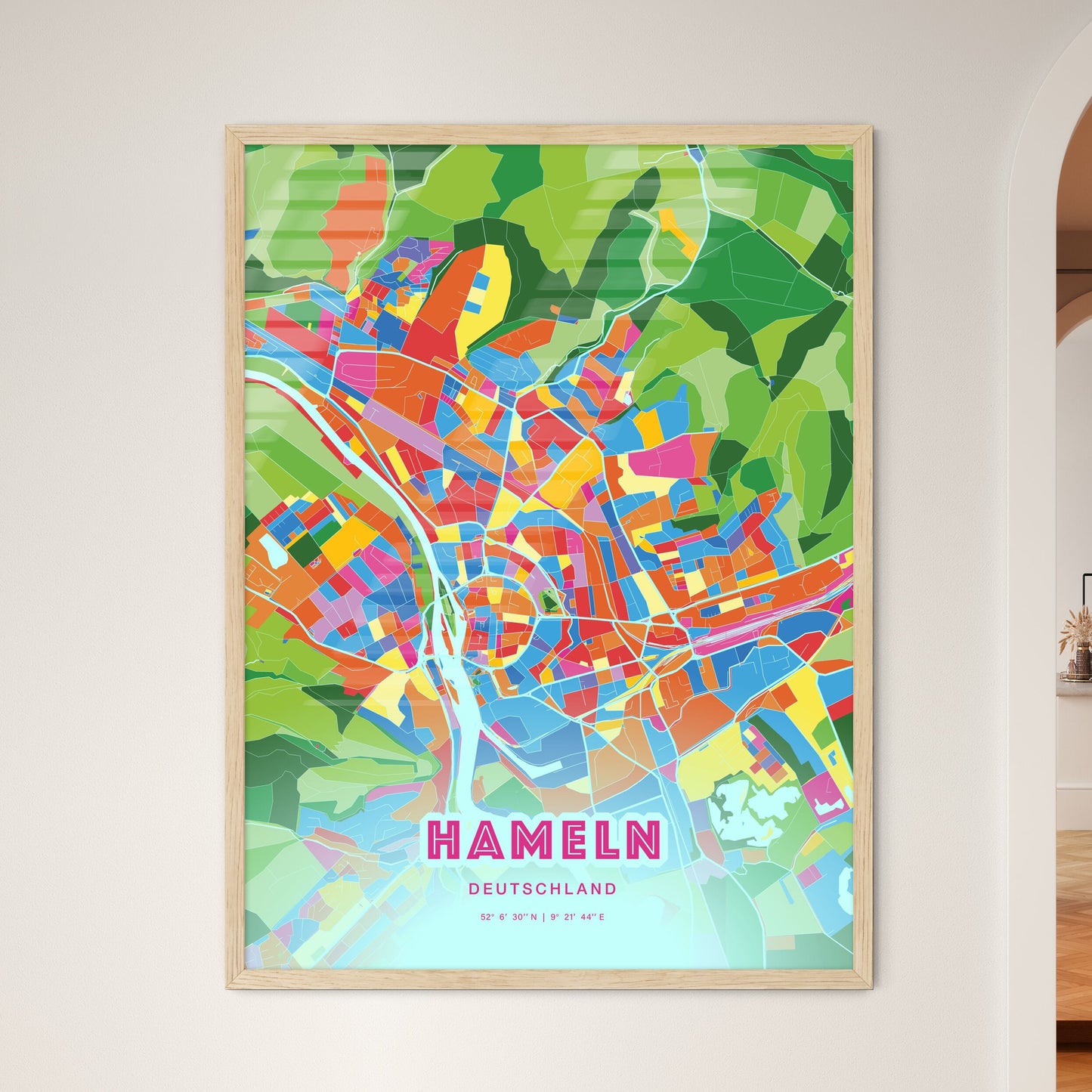 Colorful Hameln Germany Fine Art Map Crazy Colors