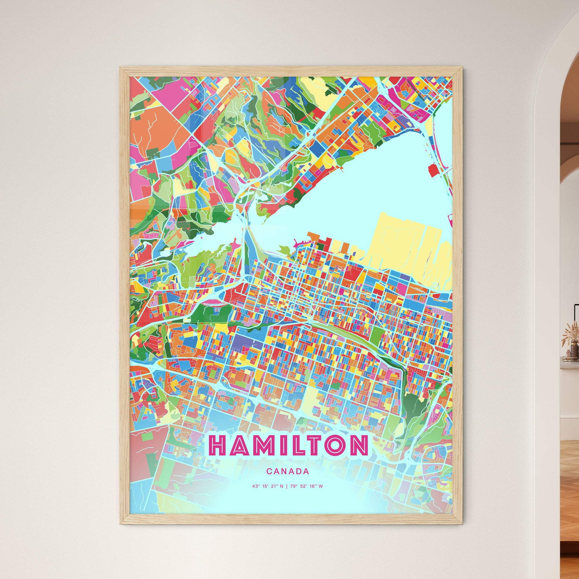 Colorful Hamilton Canada Fine Art Map Crazy Colors