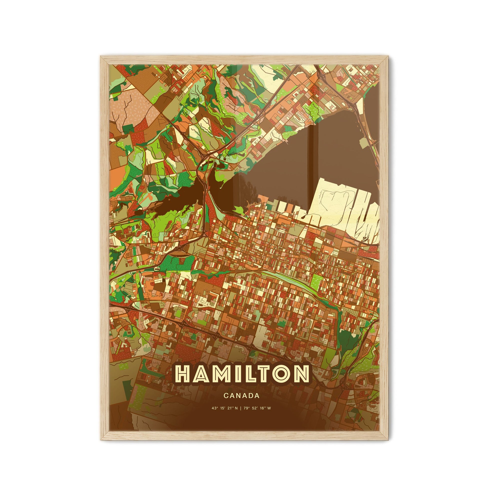 Colorful Hamilton Canada Fine Art Map Farmhouse