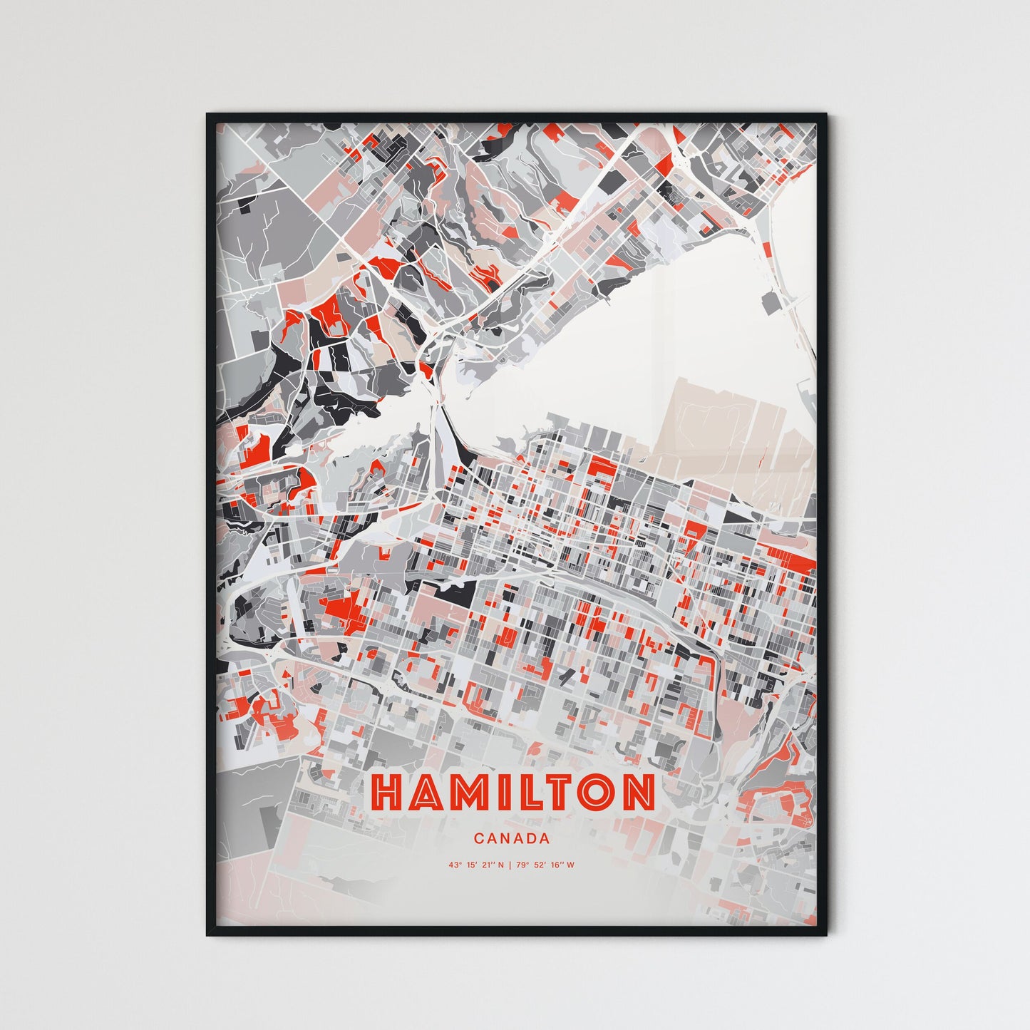 Colorful Hamilton Canada Fine Art Map Modern Expressive