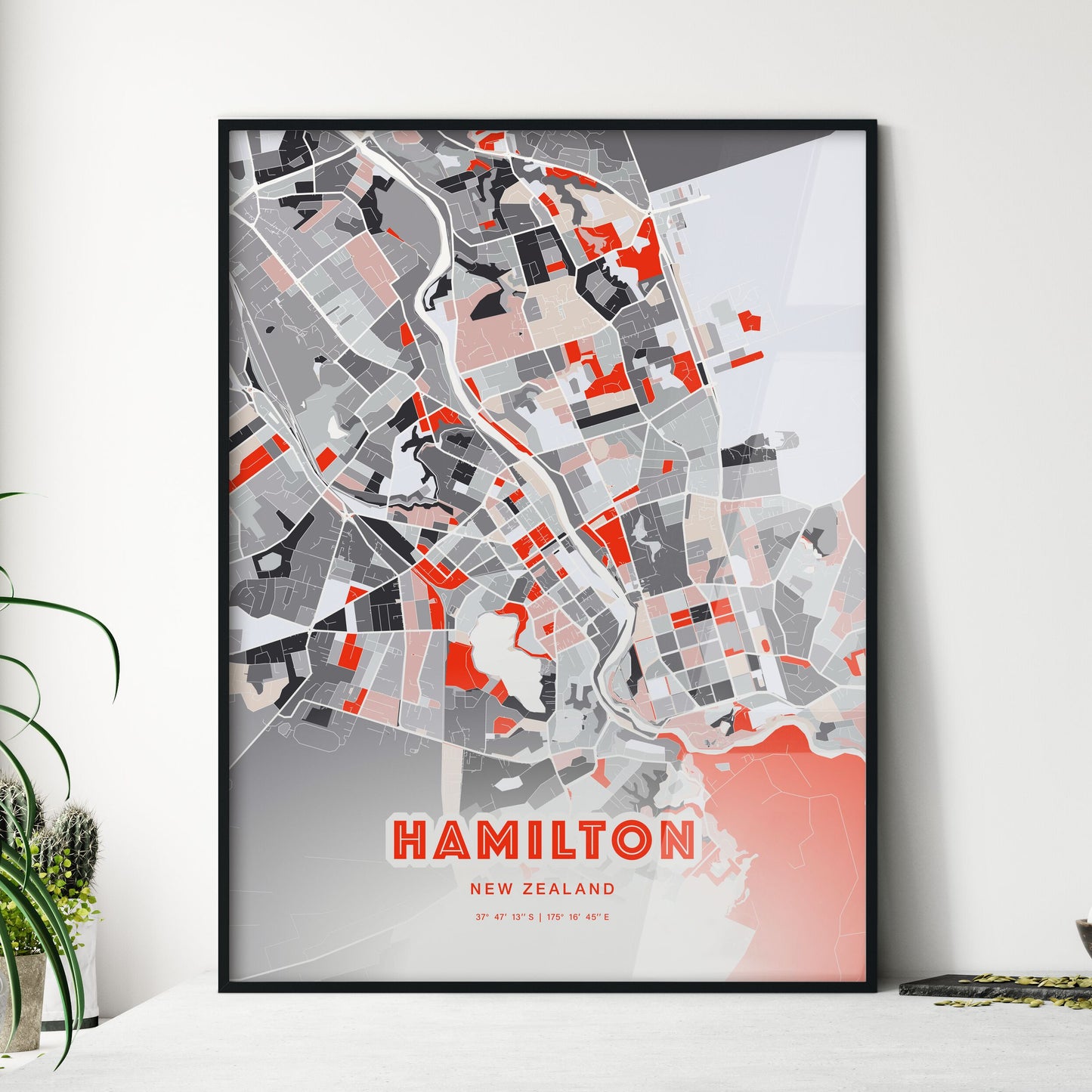 Colorful Hamilton New Zealand Fine Art Map Modern Expressive