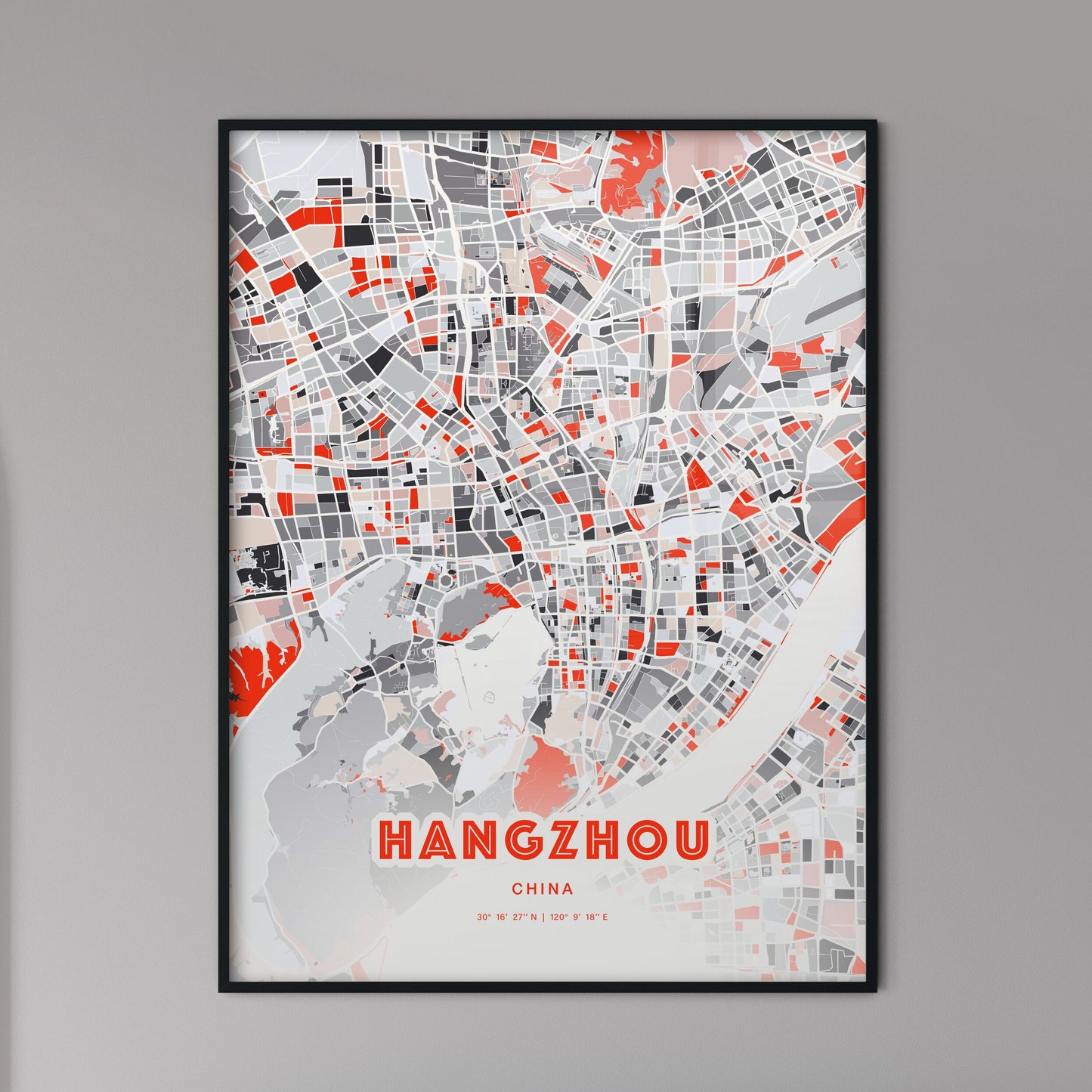 Colorful Hangzhou China Fine Art Map Modern Expressive