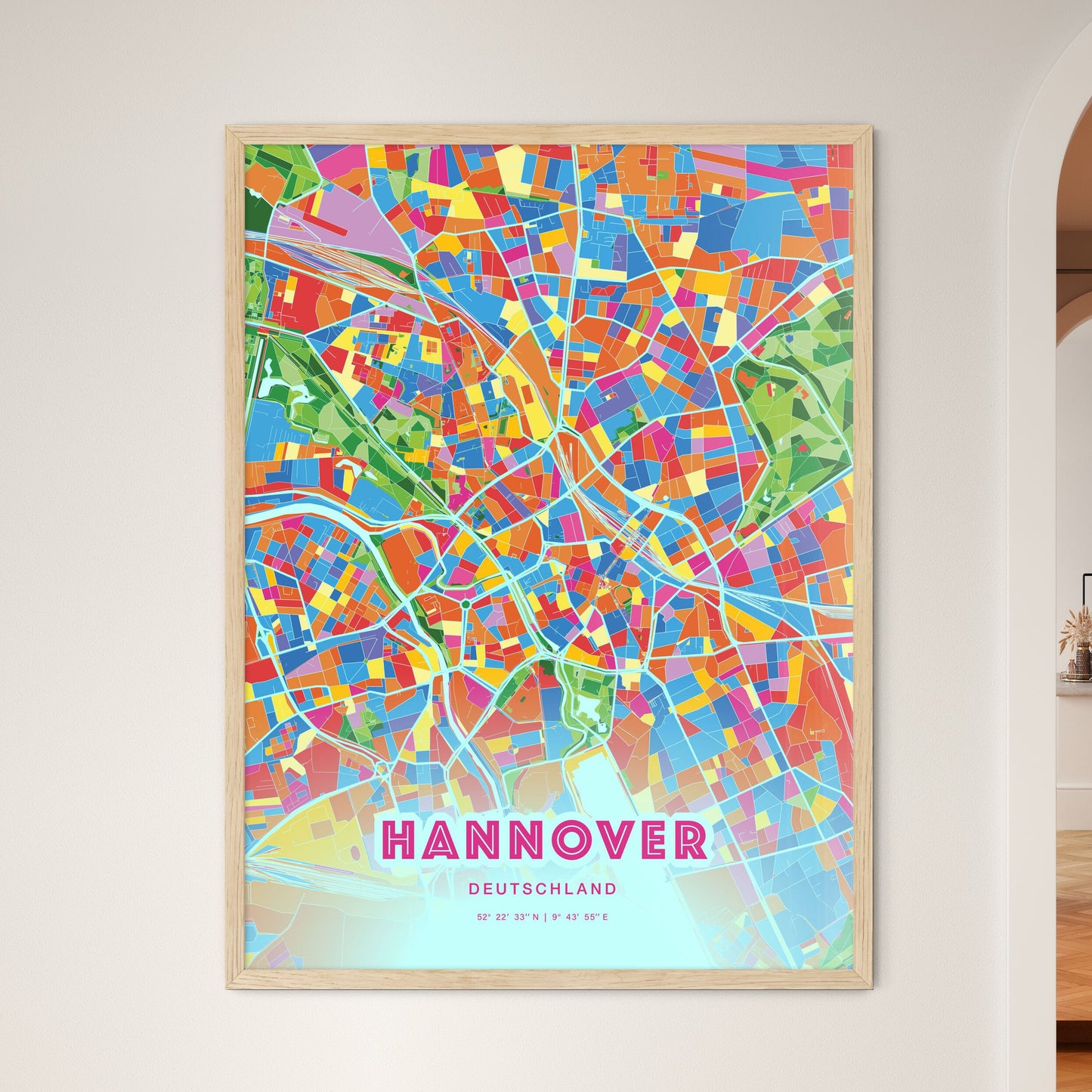 Colorful Hannover Germany Fine Art Map Crazy Colors