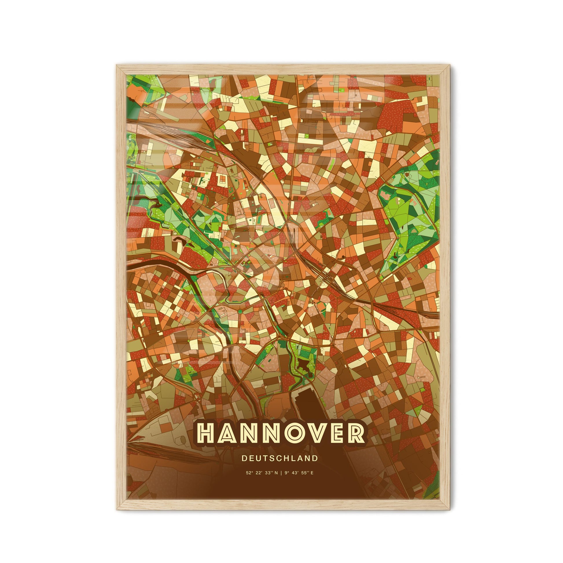 Colorful Hannover Germany Fine Art Map Farmhouse