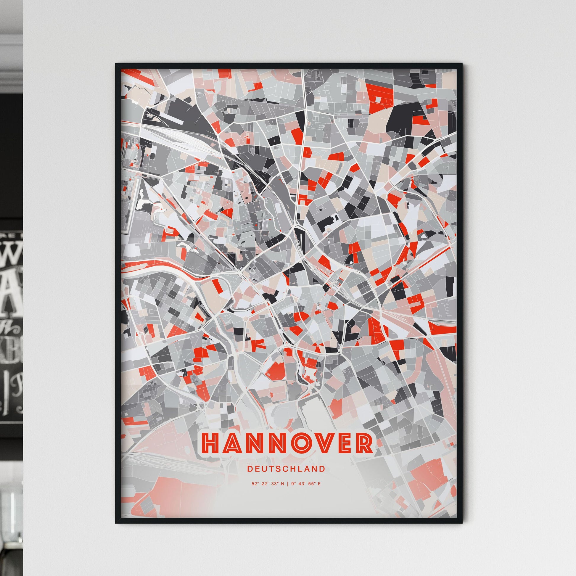 Colorful Hannover Germany Fine Art Map Modern Expressive