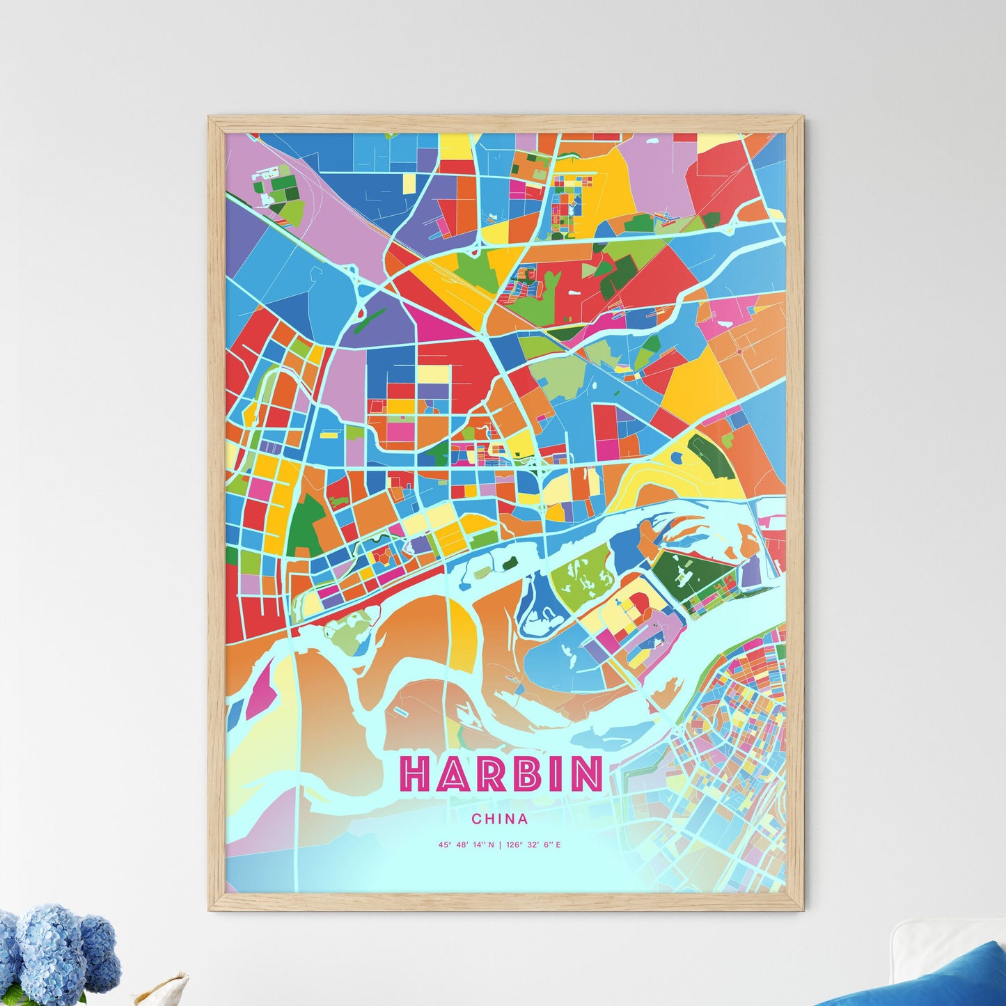 Colorful Harbin China Fine Art Map Crazy Colors