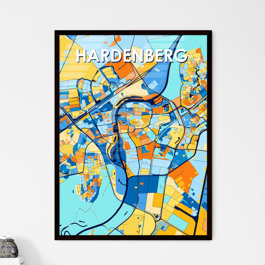 HARDENBERG NETHERLANDS Vibrant Colorful Art Map Poster Blue Orange