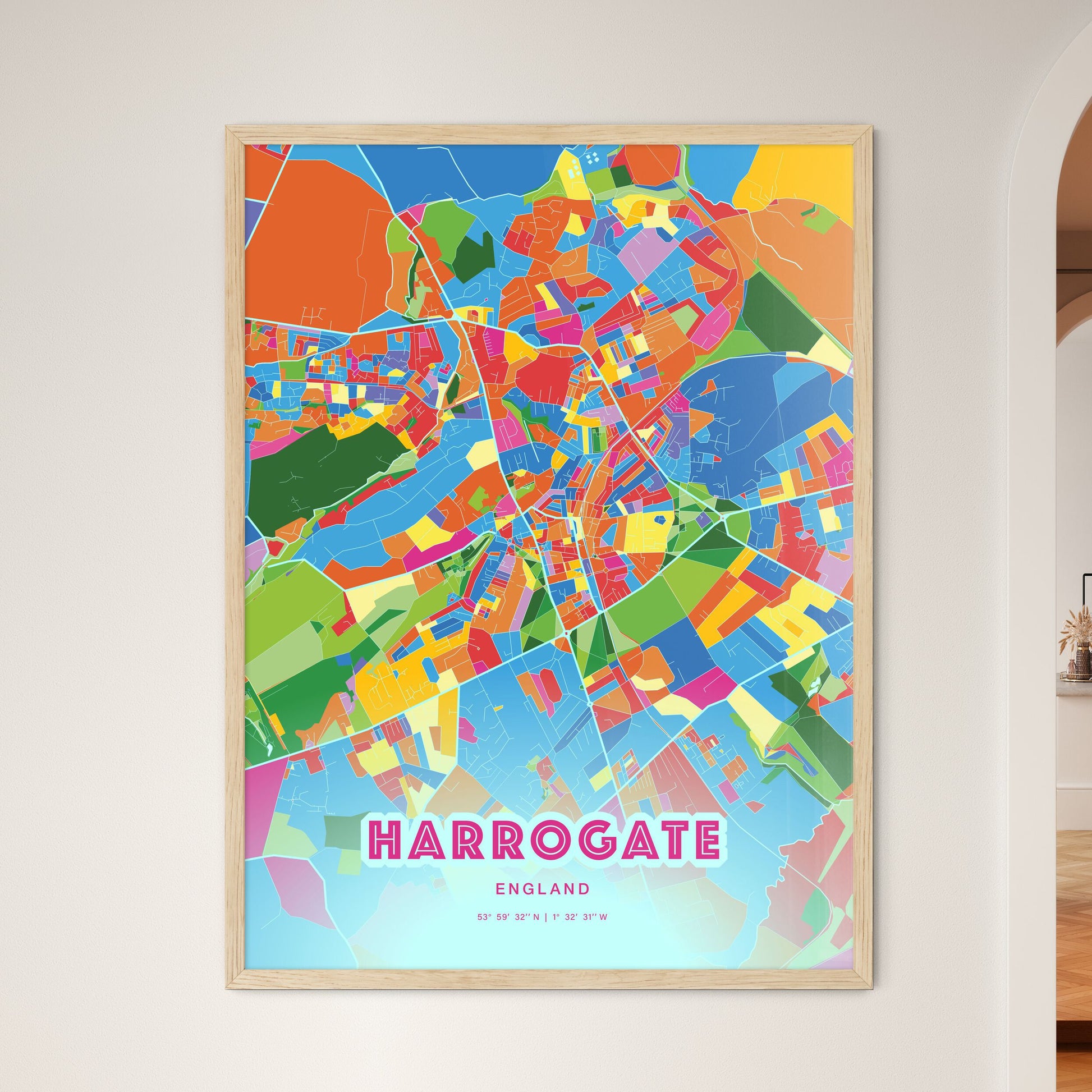 Colorful Harrogate England Fine Art Map Crazy Colors