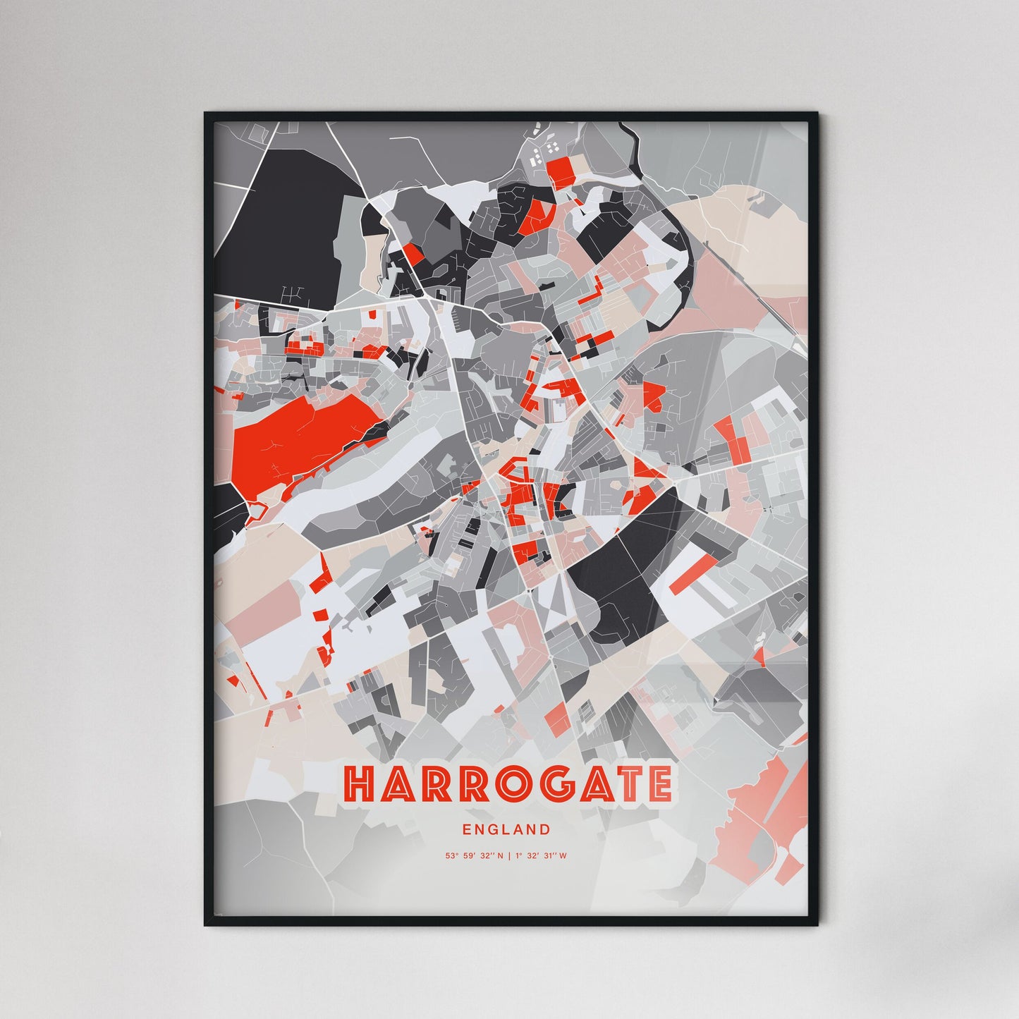 Colorful Harrogate England Fine Art Map Modern Expressive