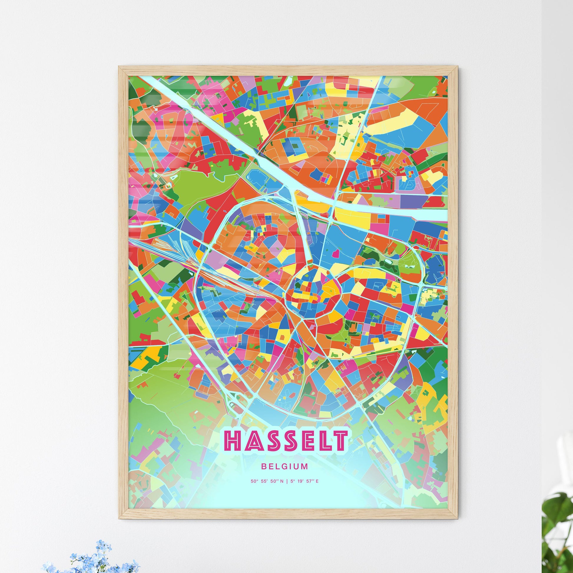 Colorful Hasselt Belgium Fine Art Map Crazy Colors