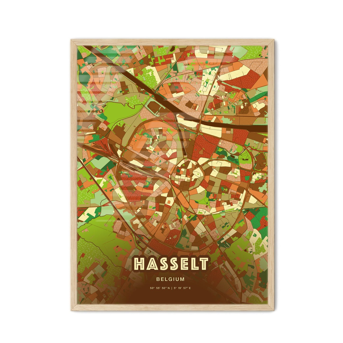 Colorful Hasselt Belgium Fine Art Map Farmhouse