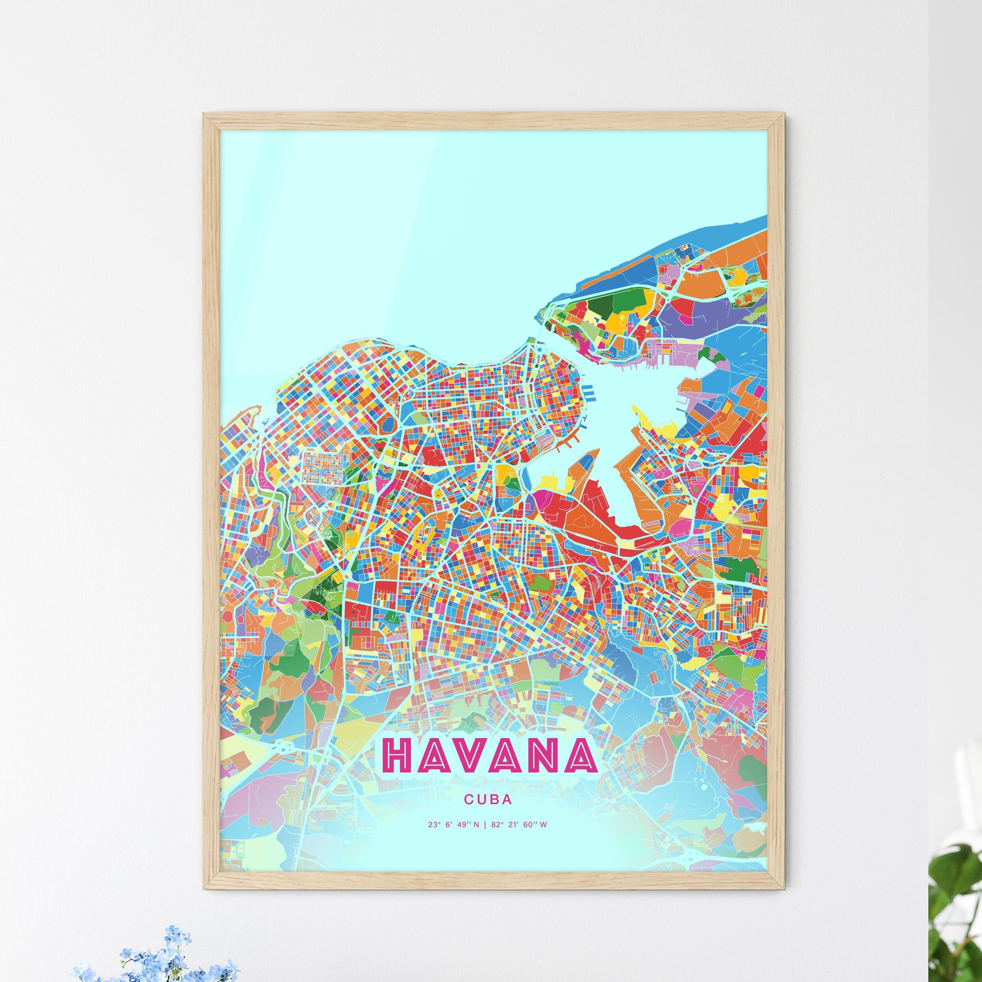 Colorful Havana Cuba Fine Art Map Crazy Colors
