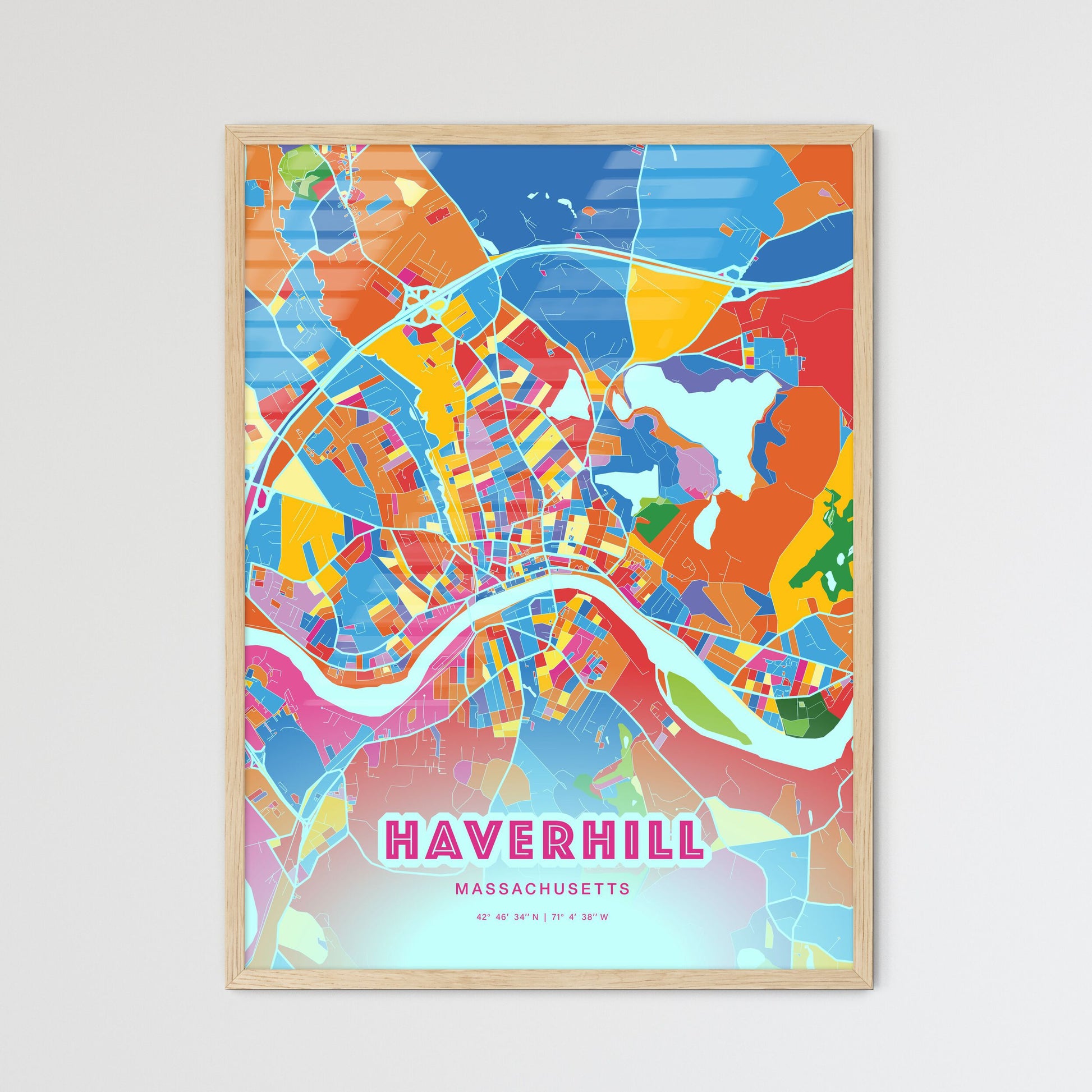 Colorful Haverhill Massachusetts Fine Art Map Crazy Colors