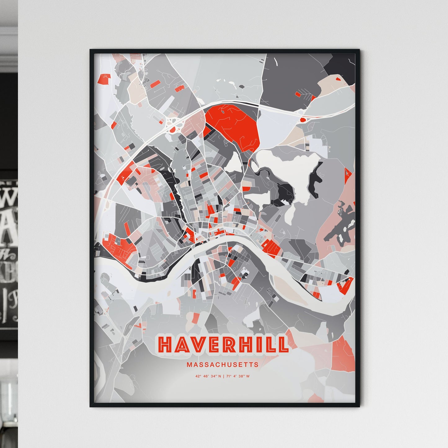 Colorful Haverhill Massachusetts Fine Art Map Modern Expressive
