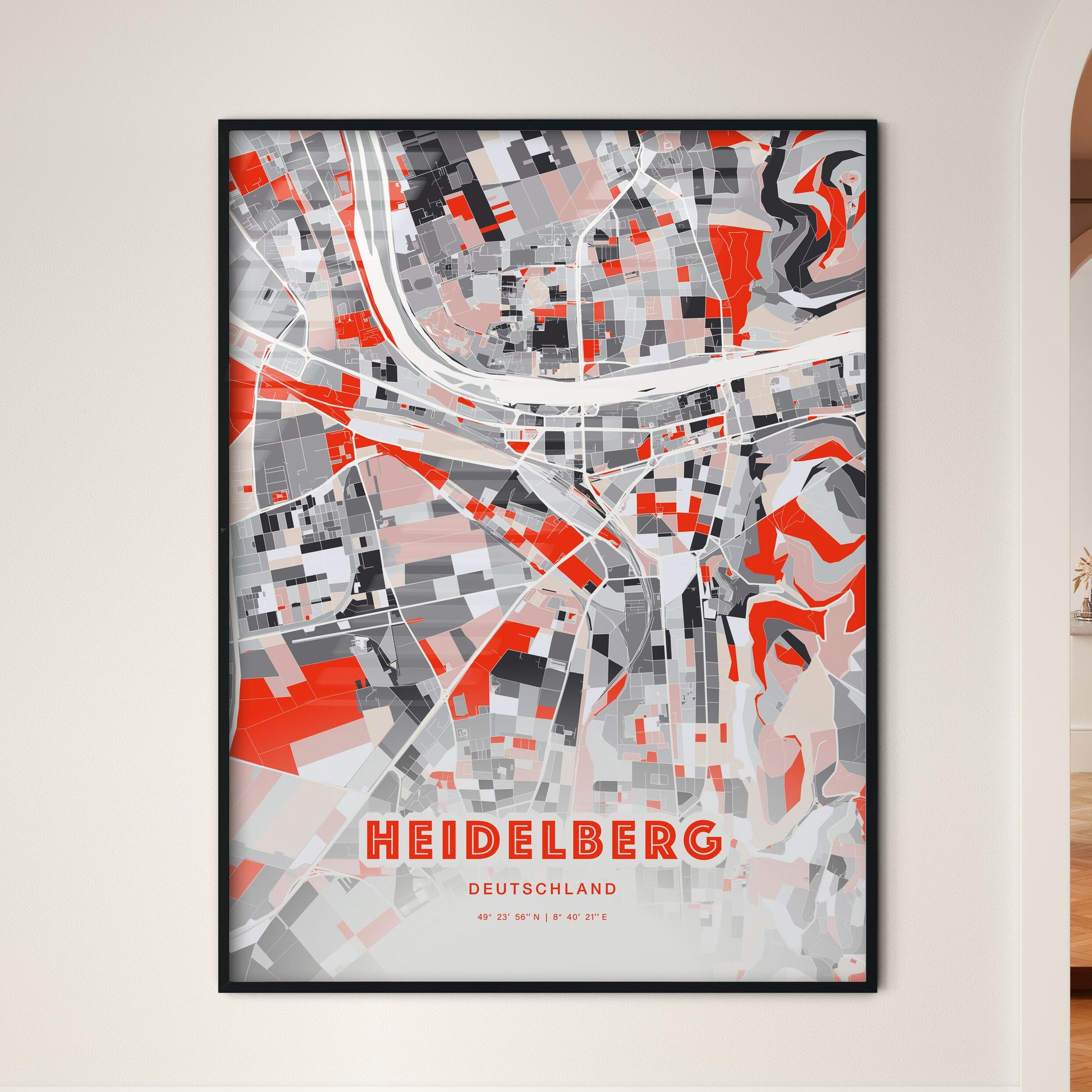 Colorful Heidelberg Germany Fine Art Map Modern Expressive